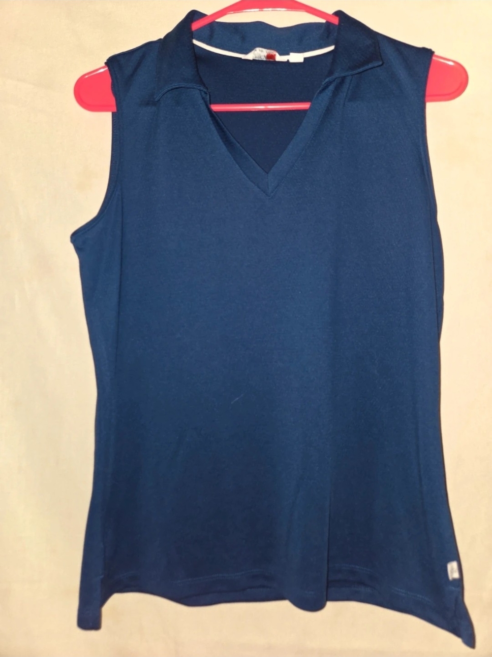 Lady Hagen Navy Sleeveless V-Neck Polo Tank Top